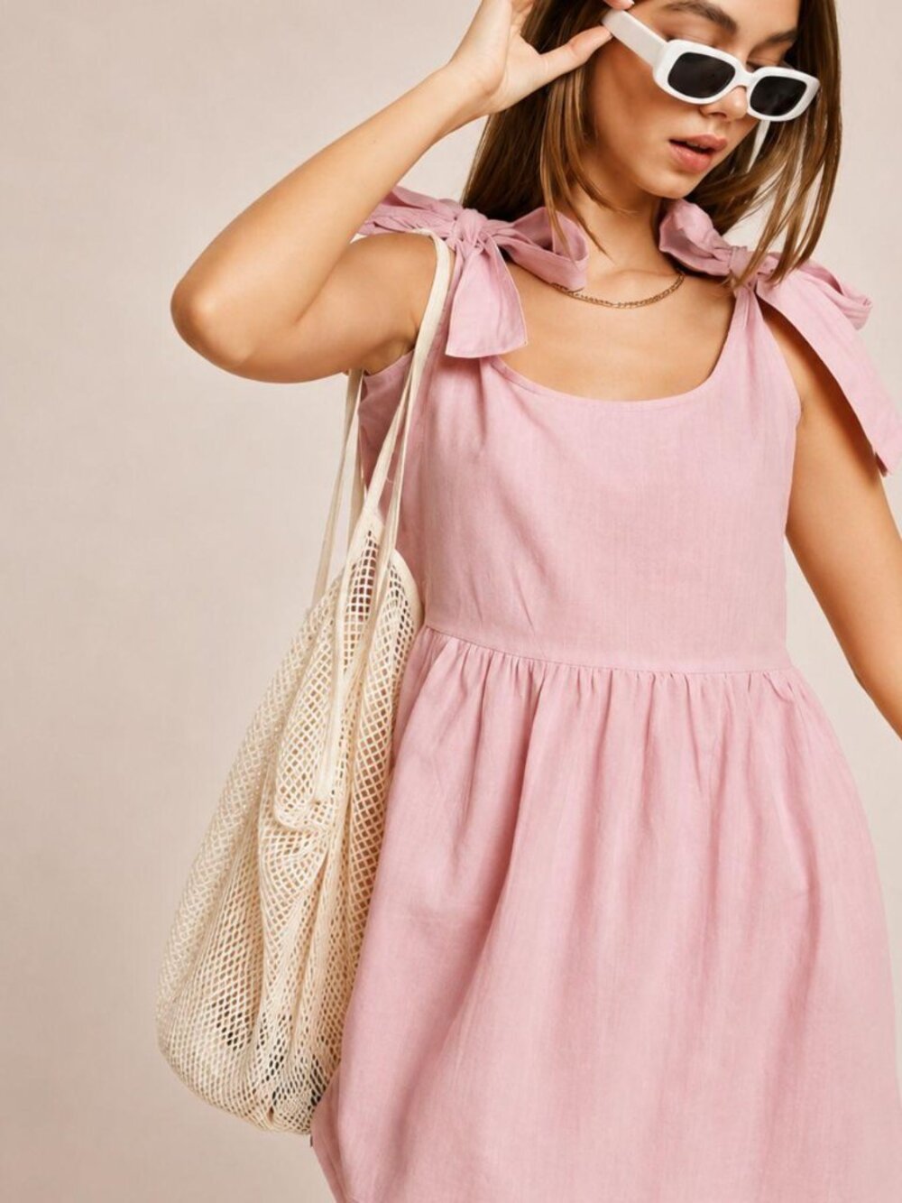 Esmee Exclusive mini beach plunge summer dress in lilac